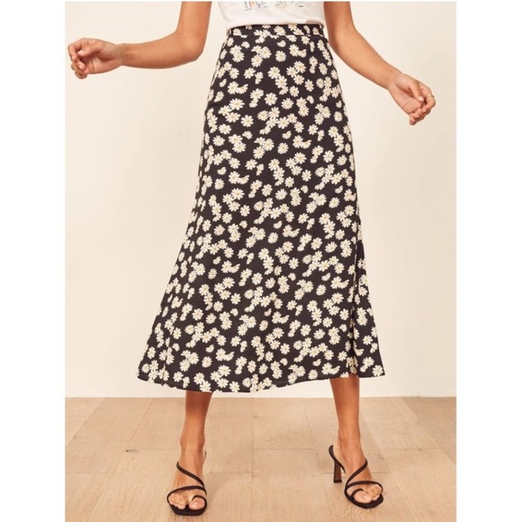 NEW Reformation Daisy Bea Floral  Midi Skirt 10 - Picture 1 of 13